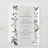 メリークリスマスの水の色の葉ユーカリ シーズンカード (正面)