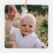 メリークリスマスの水の色の葉写真 セラミックオーナメント (裏面)