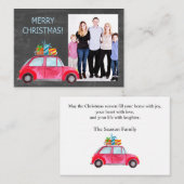 メリークリスマスの水の色の車のフォトカード エンクロージャーカード (正面/裏面)
