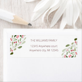 メリークリスマスの水の色ホリー差出人住所 ラベル