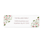 メリークリスマスの水の色ホリー差出人住所 ラベル (正面)