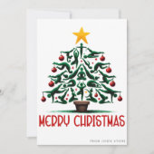 メリークリスマスの水の色ヨガのクリスマスツリー シーズンカード (正面)