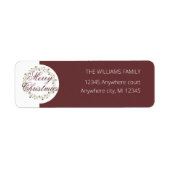 メリークリスマスの水の色リース赤の戻りラベル ラベル (正面)