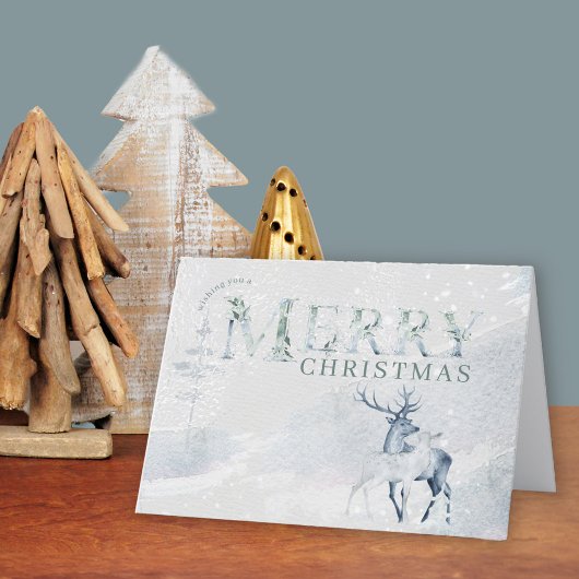 メリークリスマスの水彩画のシカエレガントと鹿 シーズンカード