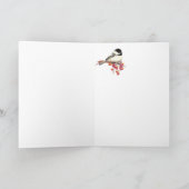 メリークリスマスの水彩画の《鳥》アメリカゴガラの鳥の芸術 シーズンカード (内部)