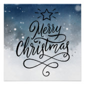 メリークリスマスの水彩画 ポスター (正面)