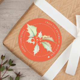 メリークリスマスの水彩聖パーソナライズされた赤 ラウンドシール