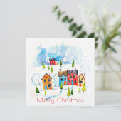 メリークリスマスの水彩雪の郷 カード (スタンド正面)