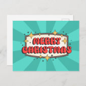 メリークリスマスの溝深い文字、幸せなレトロな漫画 ポストカード (正面/裏面)