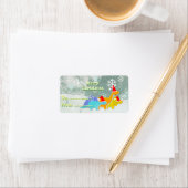 メリークリスマスの漫画の恐竜のギフトラベル ラベル (インサイチュ)