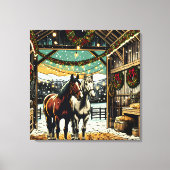メリークリスマスの漫画の馬 キャンバスプリント (正面)