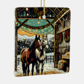 メリークリスマスの漫画の馬 セラミックオーナメント (右)