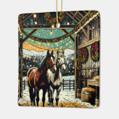 メリークリスマスの漫画の馬 セラミックオーナメント (左)