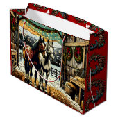 メリークリスマスの漫画の馬 ラージペーパーバッグ (裏面アングル)