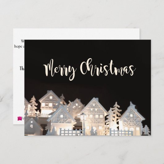 メリークリスマスの照らされたクリスマスの家 ポストカード (正面/裏面)