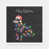 メリークリスマスの犬が光のもつれて スタンダードランチョンナプキン (正面)