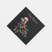 メリークリスマスの犬が光のもつれて スタンダードランチョンナプキン (角)