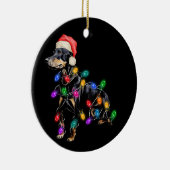 メリークリスマスの犬が光のもつれて セラミックオーナメント (右)