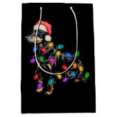 メリークリスマスの犬が光のもつれて ミディアムペーパーバッグ (正面)