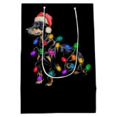 メリークリスマスの犬が光のもつれて ミディアムペーパーバッグ (裏面)