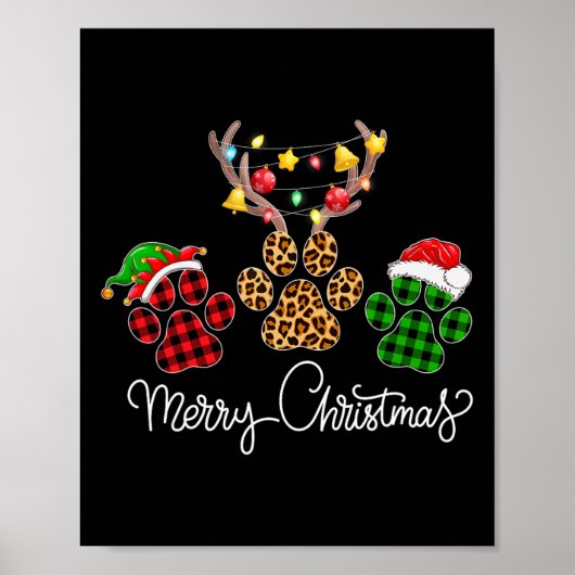 メリークリスマスの犬は肉球で水牛の牧草を照らし ポスター (正面)