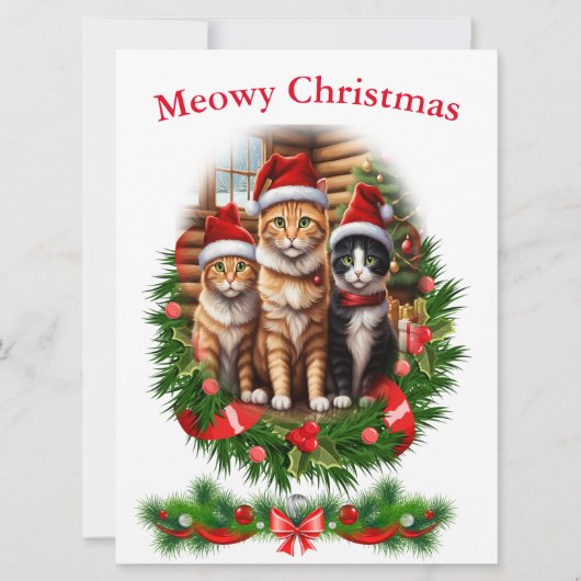 メリークリスマスの猫たち 招待状 (正面)