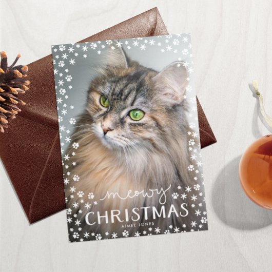 メリークリスマスの猫好きホリデーフォトカード シーズンカード