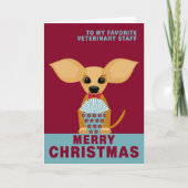 メリークリスマスの獣医のスタッフのかわいいチワワ シーズンカード (正面)