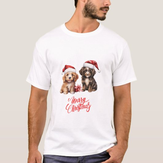 メリークリスマスの男女 Tシャツ (正面)