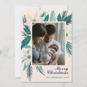 メリークリスマスの白いポインセチア写真 カード (正面)
