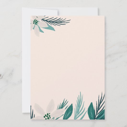 メリークリスマスの白いポインセチア写真 カード (裏面)