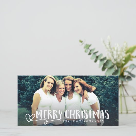 メリークリスマスの白い原稿の写真の上敷カード シーズンカード (スタンド正面)