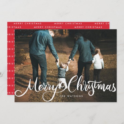 メリークリスマスの白い大きな手の写真 シーズンカード (正面/裏面)