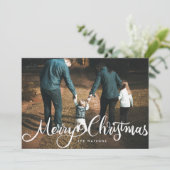 メリークリスマスの白い大きな手の写真 シーズンカード (スタンド正面)