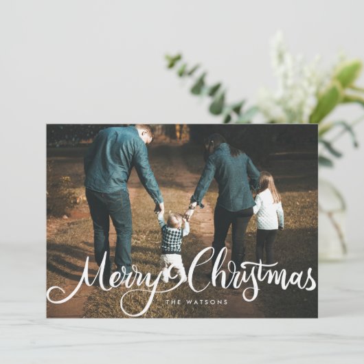 メリークリスマスの白い大きな手の写真 シーズンカード (スタンド正面)