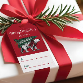 メリークリスマスの白くまの木配達 ギフトタグ