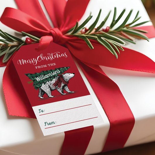 メリークリスマスの白くまの木配達 ギフトタグ