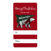 メリークリスマスの白くま配達ギフトのラベル ラベル (正面)