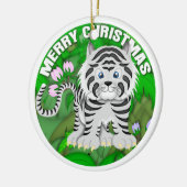 メリークリスマスの白のトラ セラミックオーナメント (左)