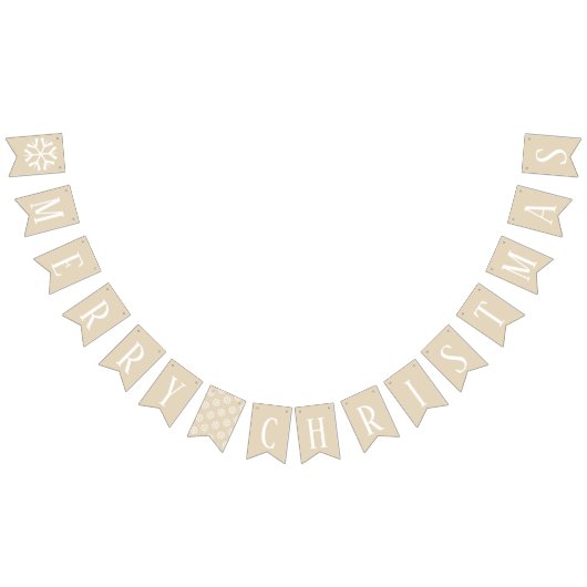 メリークリスマスの白の文字 バンティングフラッグ (全)
