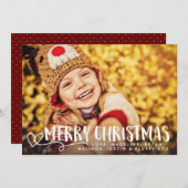 メリークリスマスの白2018休日の写真の上敷 シーズンカード (正面/裏面)