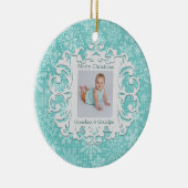 メリークリスマスの祖母および祖父の休日の写真 セラミックオーナメント (右)