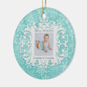 メリークリスマスの祖母および祖父の休日の写真 セラミックオーナメント (左)