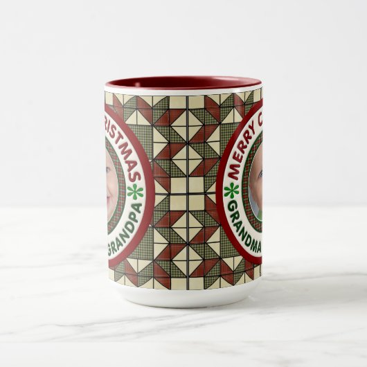 メリークリスマスの祖母および祖父の休日の写真 マグカップ (中央)