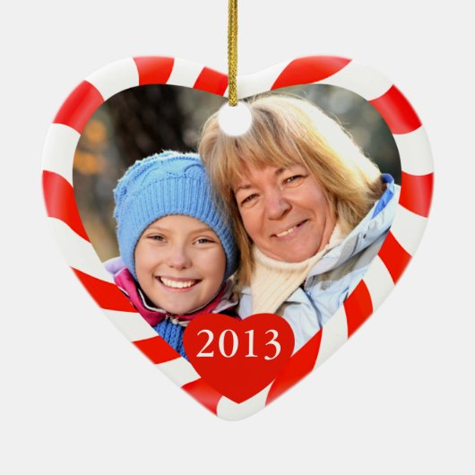 メリークリスマスの祖母のシェブロンの写真 セラミックオーナメント (裏面)