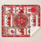 メリークリスマスの祖母の家族の写真コラージュ シェルパブランケット (正面(横))