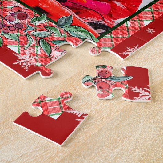 メリークリスマスの祖母の家族の写真コラージュ ジグソーパズル (側面)