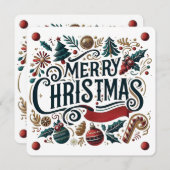 メリークリスマスの祭り的な装飾の招待カード 招待状 (正面/裏面)