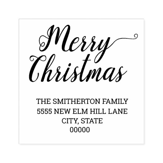 メリークリスマスの筆記体のファミリー名アドレス ラバースタンプ (インプリント)