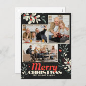 メリークリスマスの紅葉ファミリーフォトコラージュ シーズンポストカード (正面/裏面)